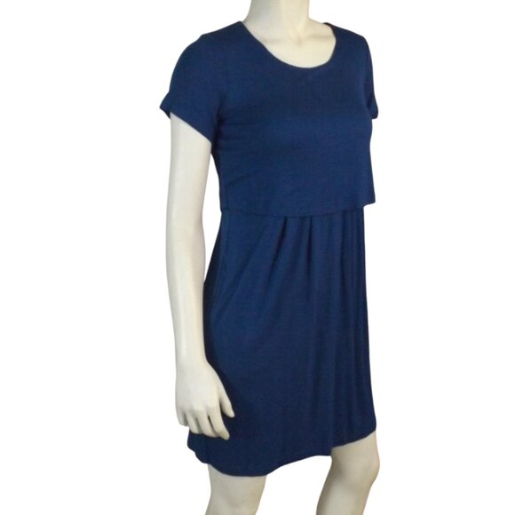 J.JILL Dress, XSP Petite, Blue, Layered, Short sleeve, Stretch, Pockets, buttons - Picture 4 of 13